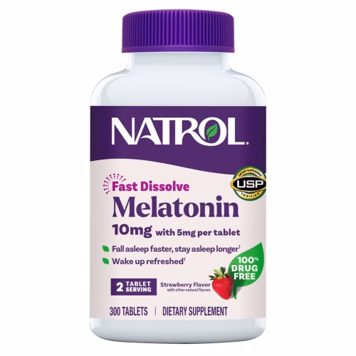 Melatonina Natrol 10mg 300 Tabletas sabor frutilla